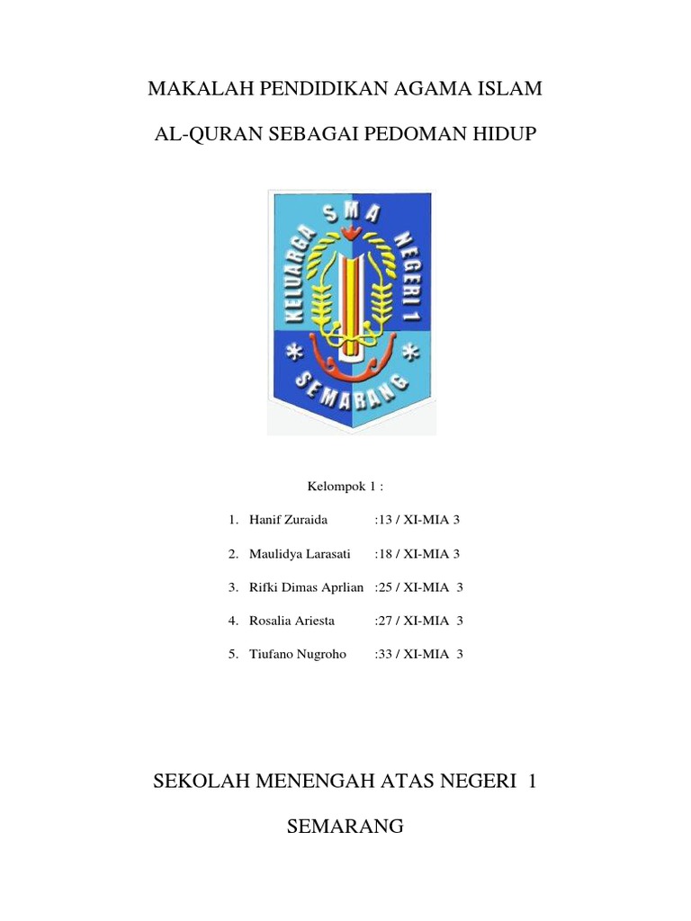 Makalah Agama Al-Quran Sebagai Pedoman Hidup | PDF