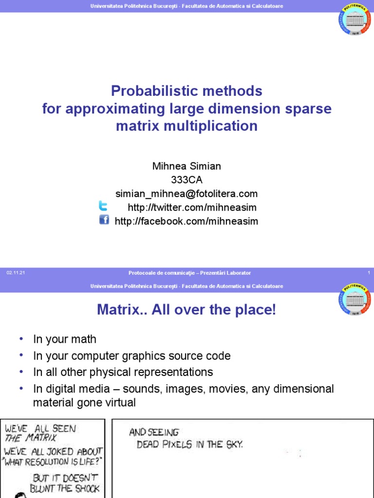 Sparse Matrix Multiplication Methods | PDF | Matrix (Mathematics ...