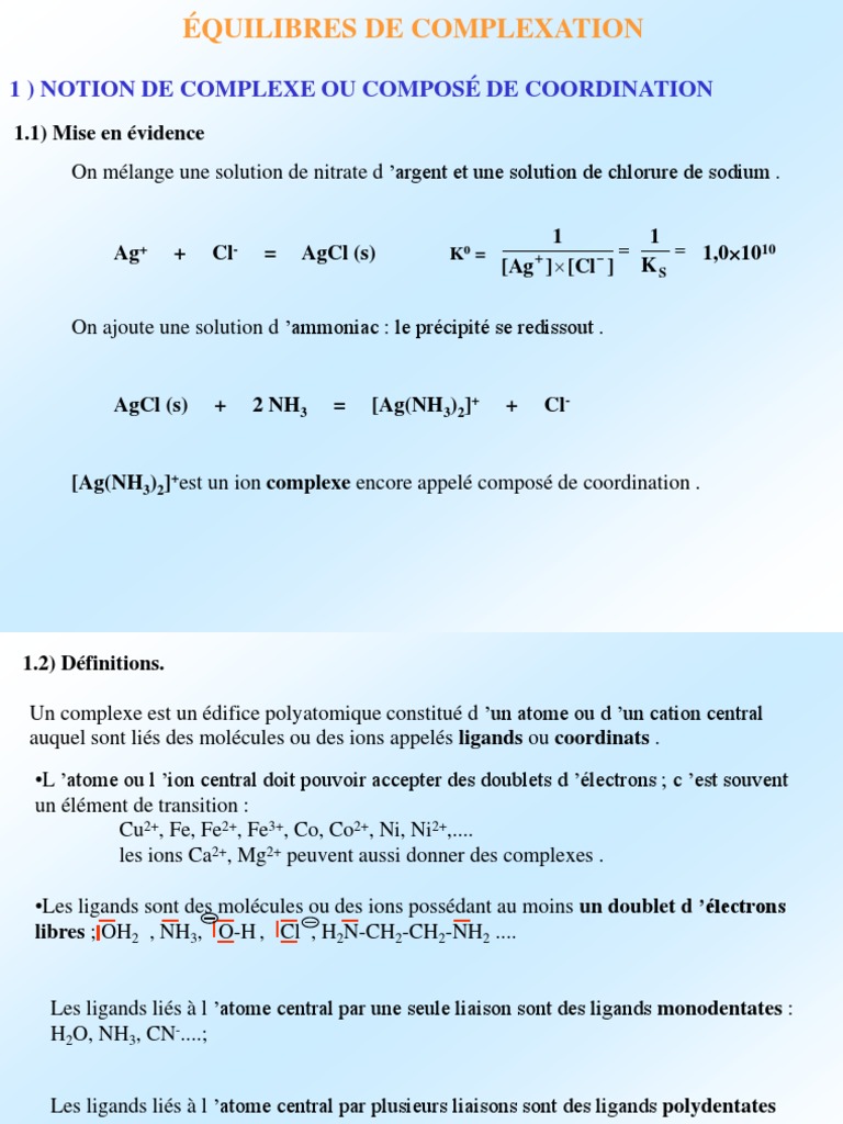 Équilibres de Complexation en Chimie PDF Complexe (chimie) Cobalt — free download