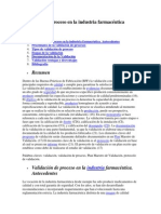 Validación de Proceso en La Industria Farmacéutica