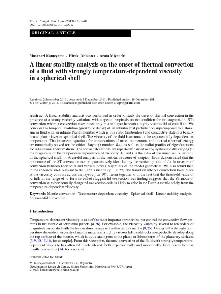 Thermal Convection in Spherical Shells | PDF | Viscosity | Convection