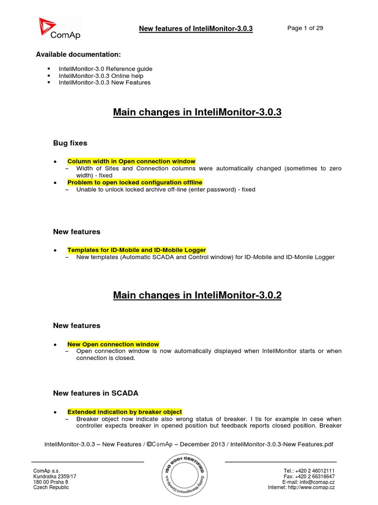 InteliMonitor 3.0.3 New Features | PDF | Scada | Portable Document Format
