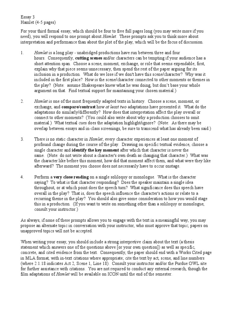 hamlet essay thesis