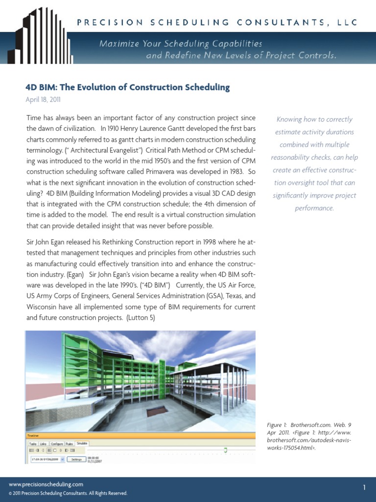 4D BIM The Evolution of Construction Scheduling | PDF | Building ...