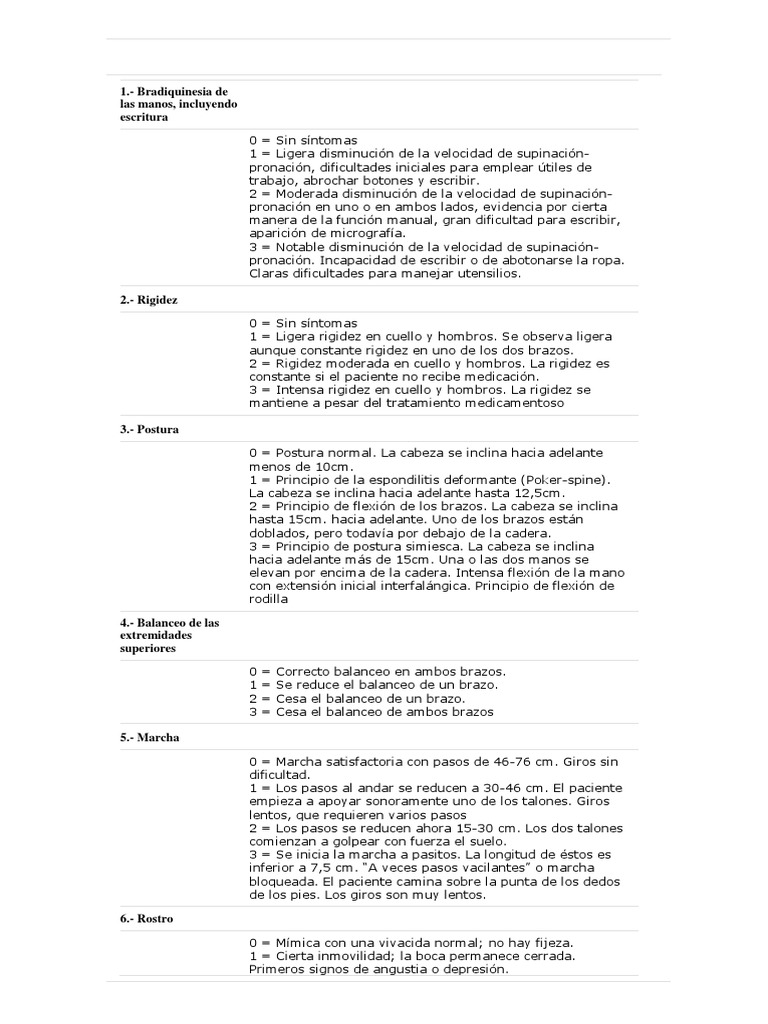 Escala de ster Enfermedad de Parkinson Medicina