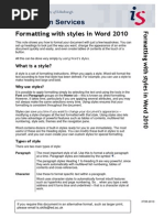 Formatting in MS Word