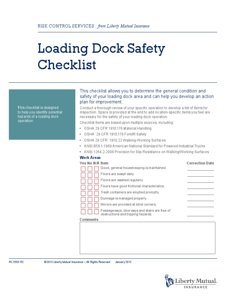 Loading Dock Safety Checklist Forklift Truck
