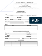 Nursing Service Personal Data Sheet