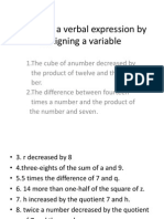 Translate A Verbal Expression by Assigning A Variable