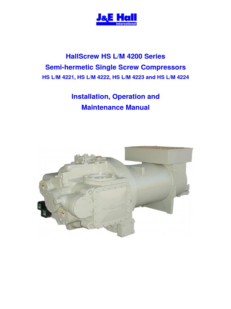 J An E Hall Screw Compressor Model 40 O And M Manual Valve Pump