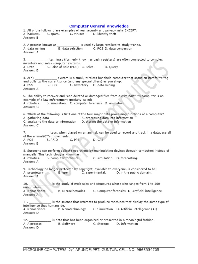 Bank Exam Computer Papers PDF Operating System Personal Computers