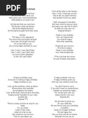 Birthday Songs Pdf Birthdays Religion And Belief