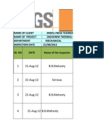 Daily Inspection Report: 1 21-Aug-12 B.B.Mohanty