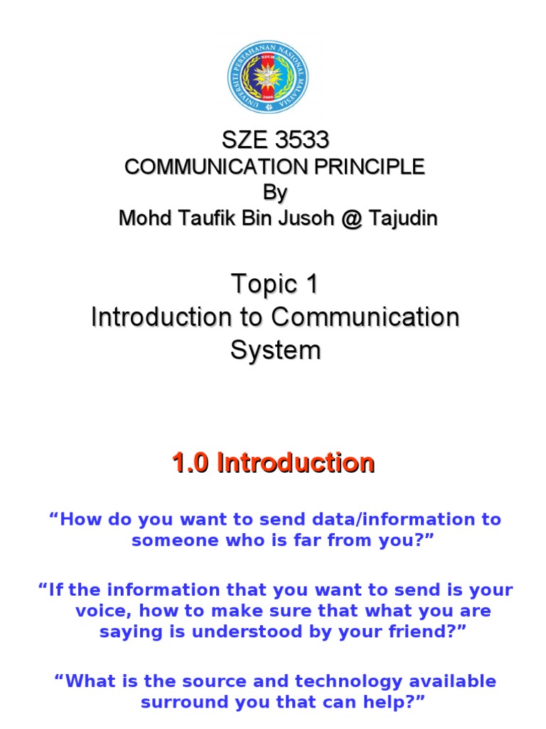 Overview of Communication Systems | PDF | Signal To Noise Ratio ...