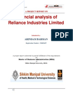 Project Report on Financial Analysis of Reliance Industry Limited