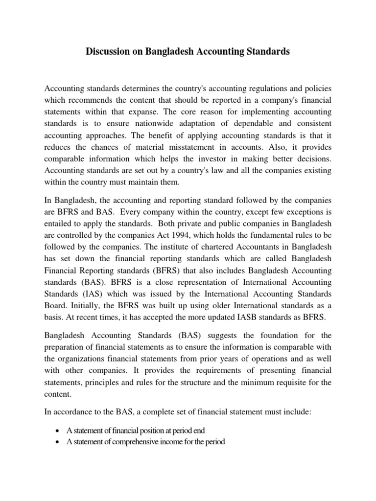 Bangladesh Accounting Standards PDF Financial Statement Accounting