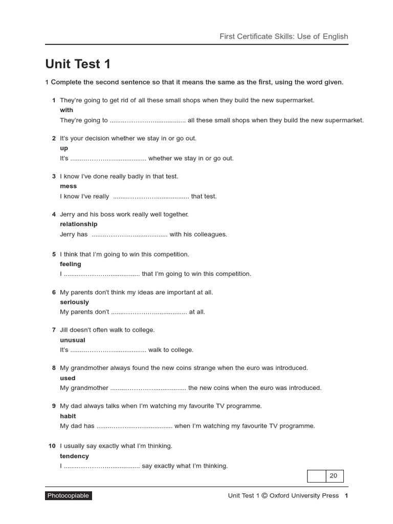 b2 (Fce) Use of English Exercises | PDF