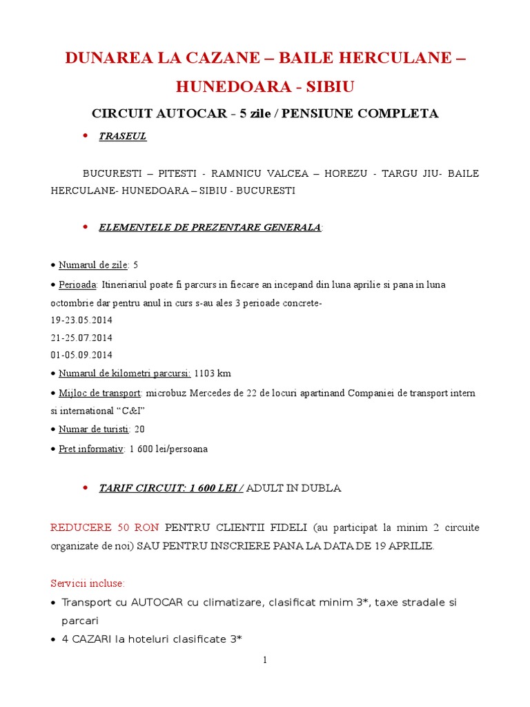 Proiect Traseu Turistic | PDF