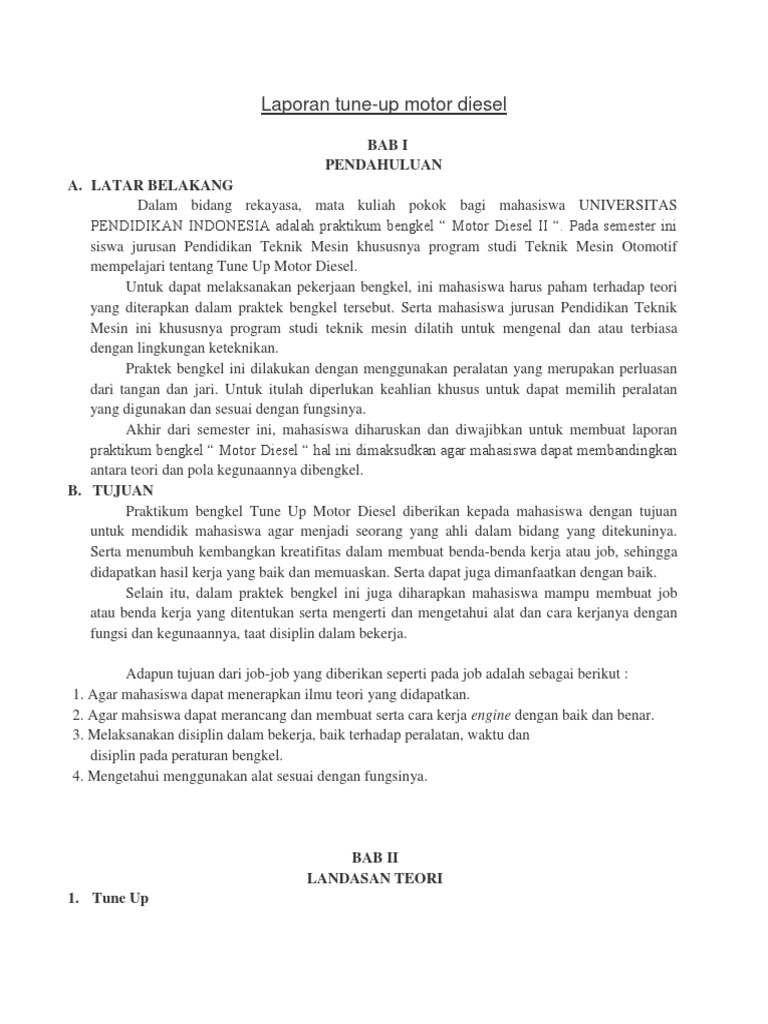 Contoh Laporan Praktek Bengkel