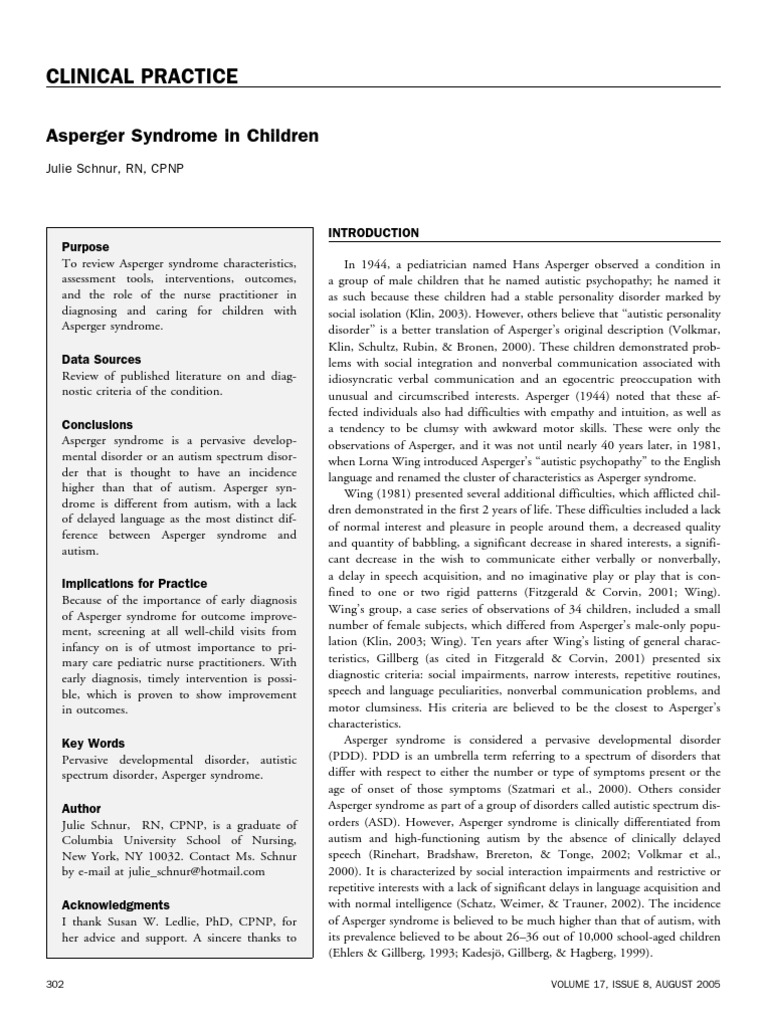 Asperger Syndrome in Children | PDF | Asperger Syndrome | Autism