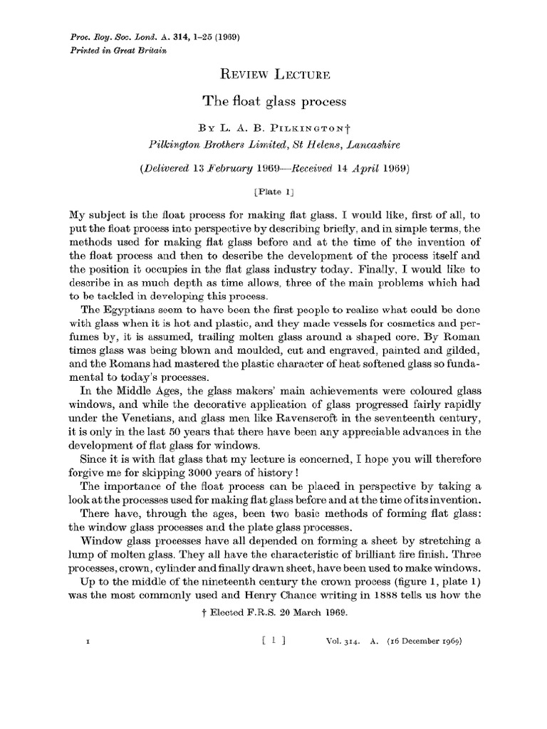 000The Float Glass Process (L. A. B. Pilkington) PDF