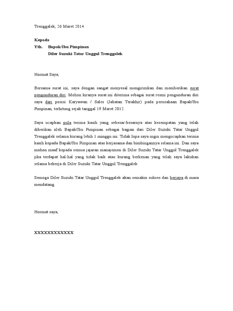 Download 66+ Contoh Surat Surat Pengunduran Diri Gratis