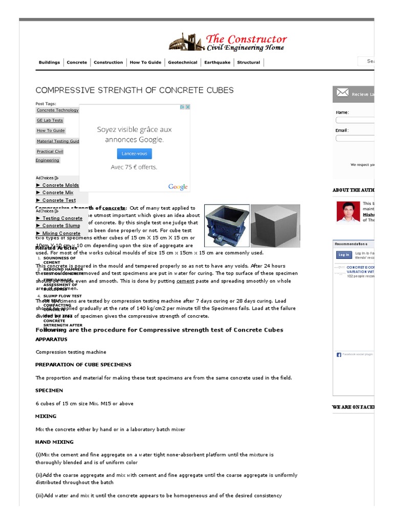 Concrete Cube Compressive Test Guide | PDF | Concrete | Strength Of ...