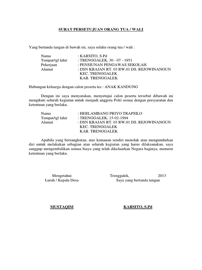 Contoh Surat Keterangan Hubungan Keluarga
