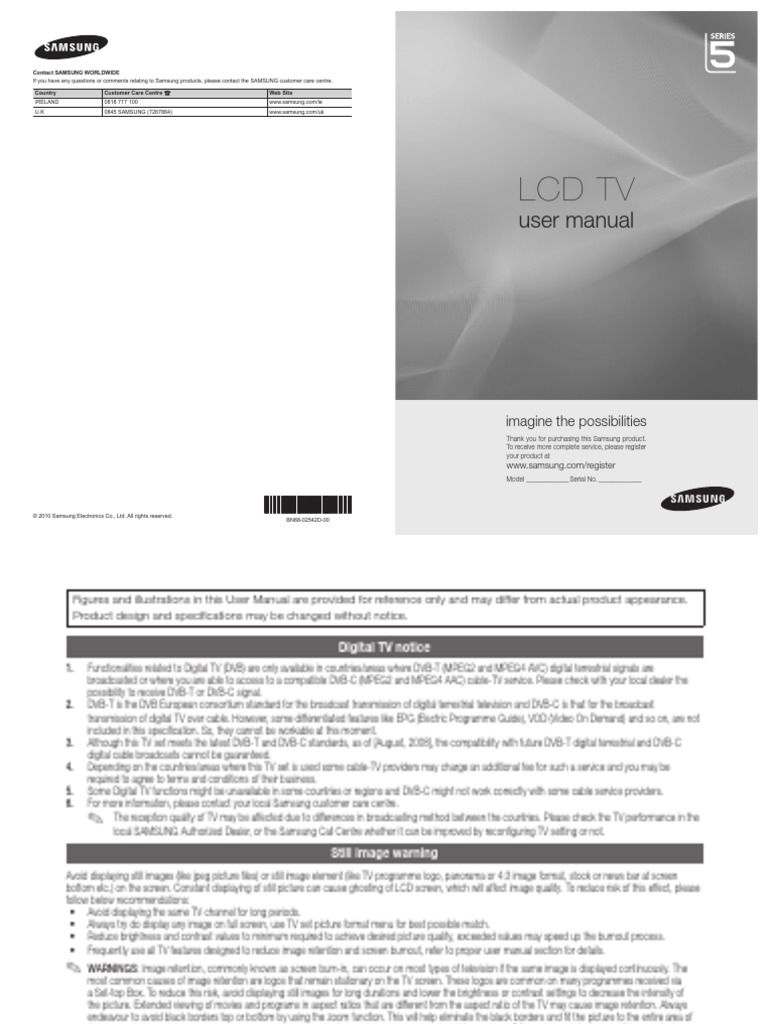 Manual TV Samsung LE32C530 | Digital Television | Hdmi