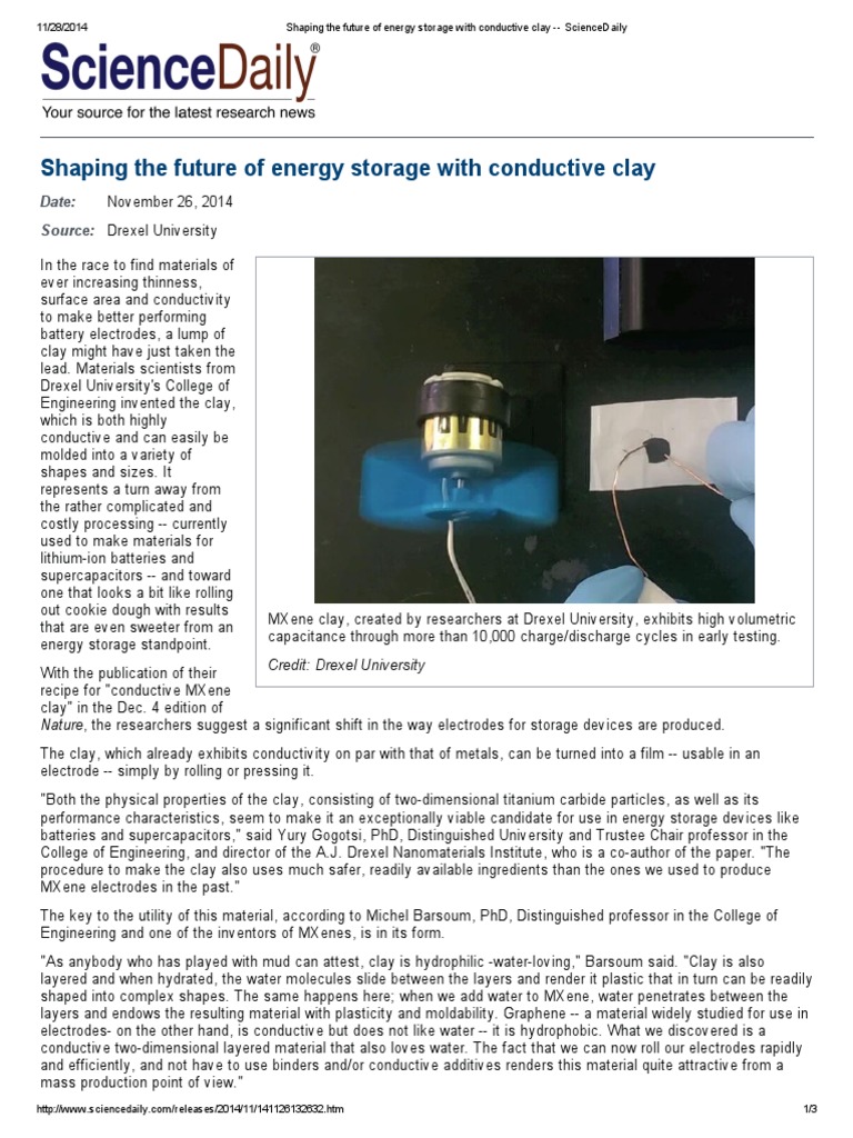 Shaping The Future of Energy Storage With Conductive Clay