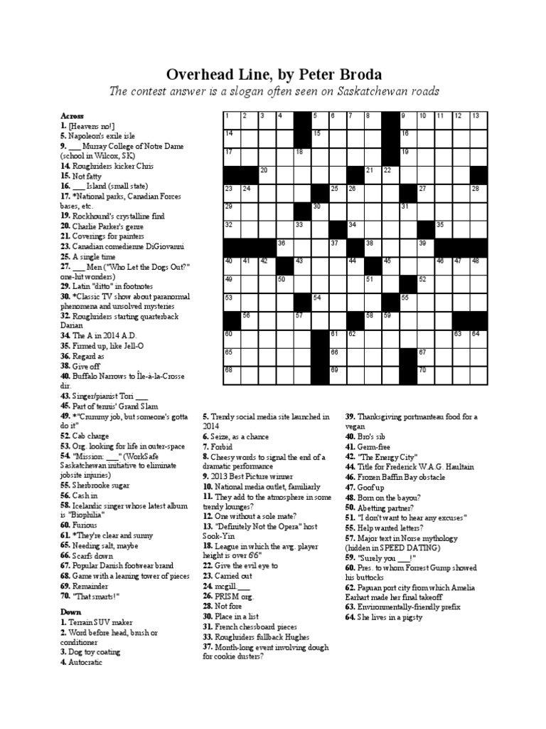 Overhead Line Crossword Puzzle PDF Lifestyle