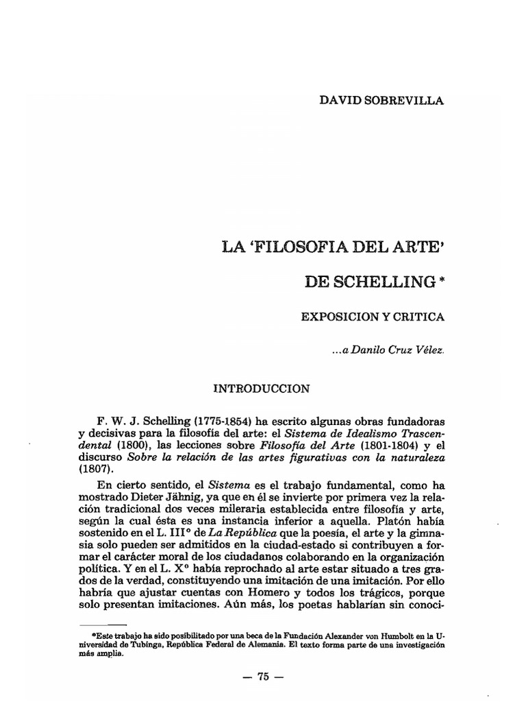 La Filosofia Del Arte de Schelling - David Sobrevilla | PDF | Esencia ...