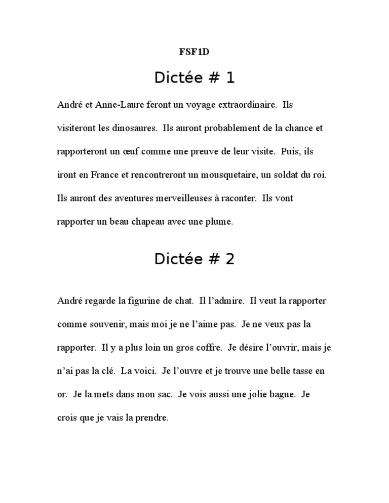 Dictees Pour L Examen