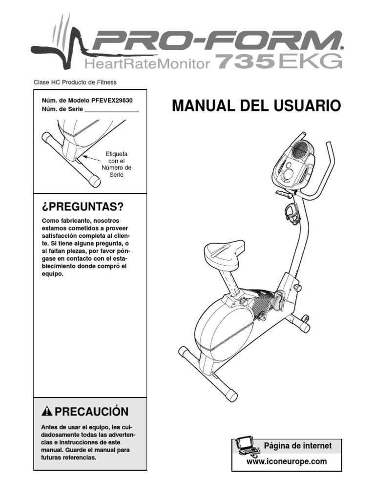 Bici Pro Form 735 PDF Ejercicio aerobico Corazón