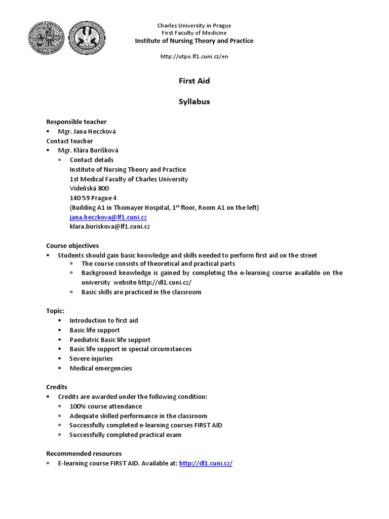 First Aid Syllabus | PDF