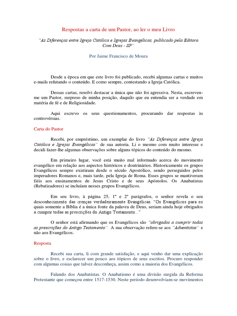 Carta de Um Pastor  Maria, Mãe de Jesus  Igreja Católica