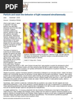 Particle and Wave-like b...Neously -- ScienceDaily