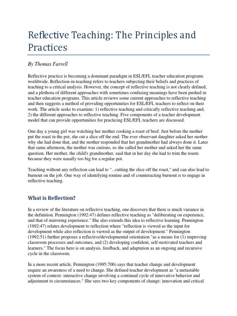 Reflective Teaching | PDF | Reflective Practice | English As A Second ...