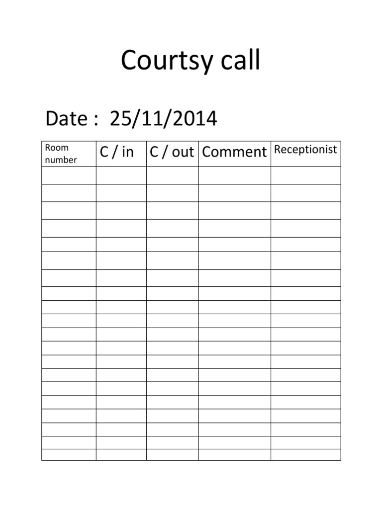 Courtesy Call Log - 25/11/2014 | PDF