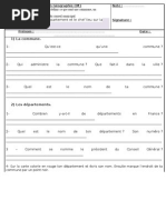 Evaluation Géographie CM1 Compétences Évaluées