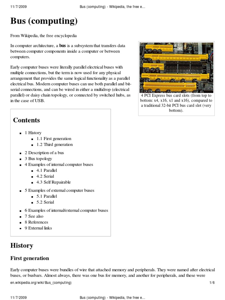 Bus (Computing) - Wikipedia, The Free Encyclopedia | PDF | Computer ...