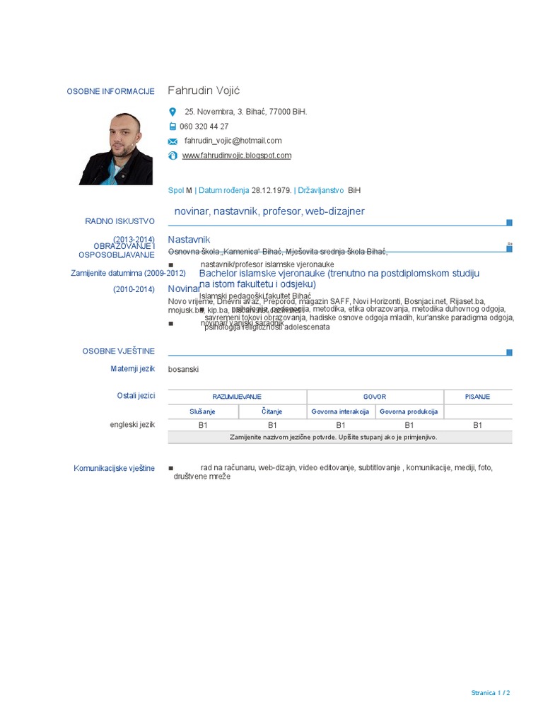Moj CV | PDF
