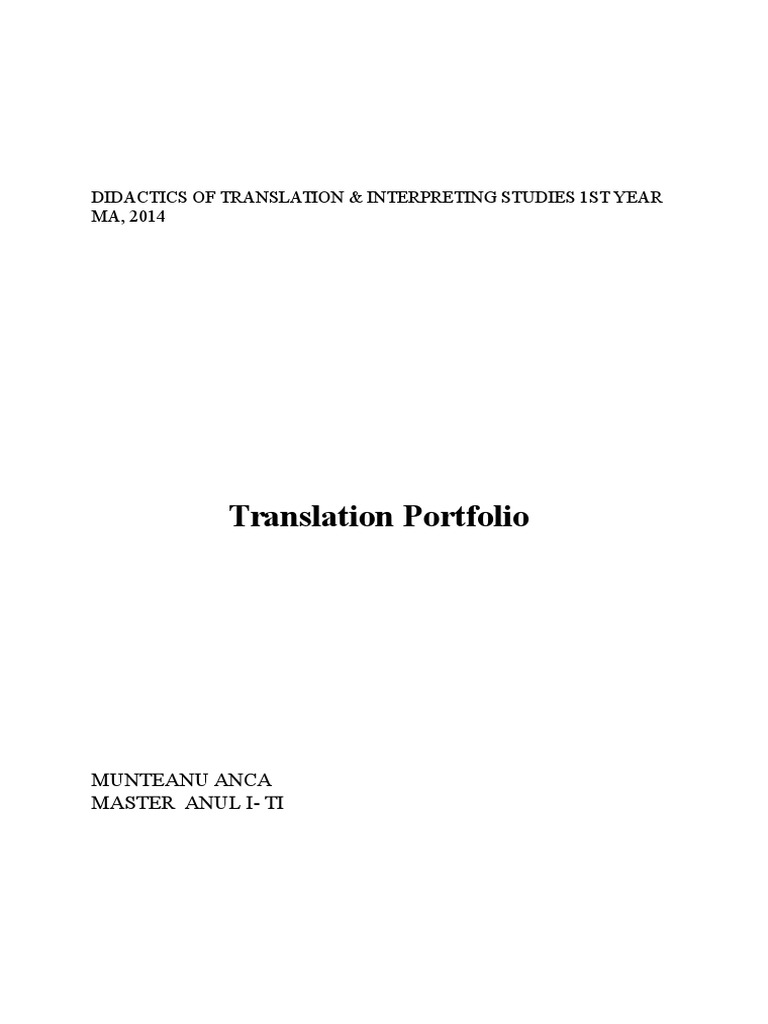 Translation Portfolio - Anca Munteanu | PDF