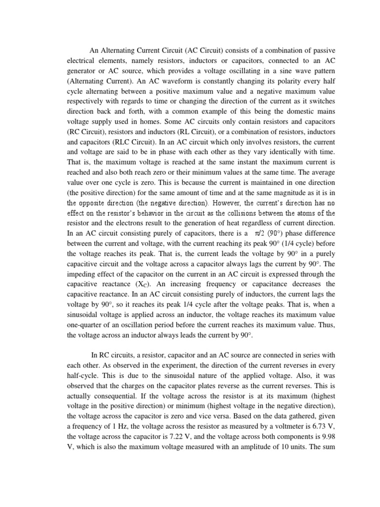 Alternating Current Circuits | PDF
