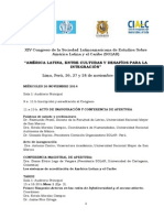 9c SOLAR XIV Congreso América Latina Culturas e Integración Programa 2014