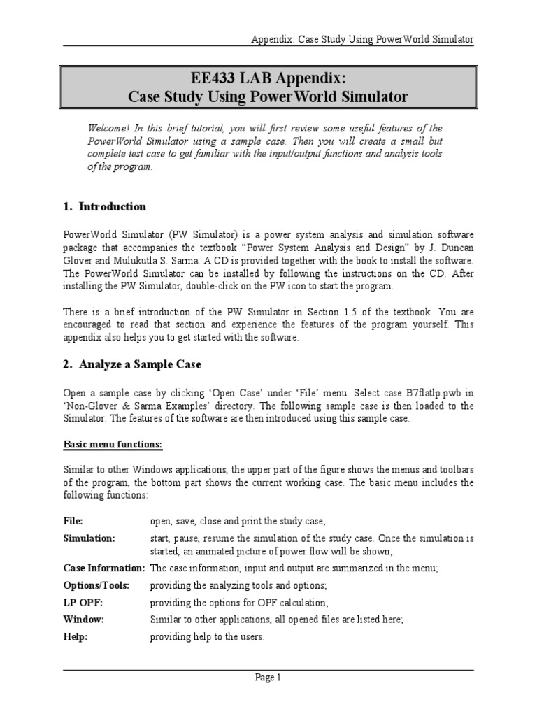 PowerWorld Simulator Case Study Guide | PDF | Ac Power | Computer ...