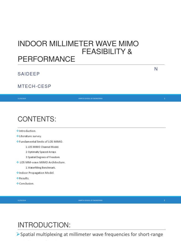 Indoor Millimeter Wave MIMO Analysis | PDF | Mimo | Degrees Of Freedom ...