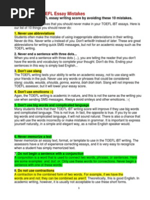10 Common TOEFL Essay Mistakes. 