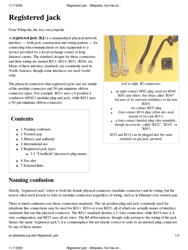 registered jack wikipedia, the free encyclopedia Electrical
