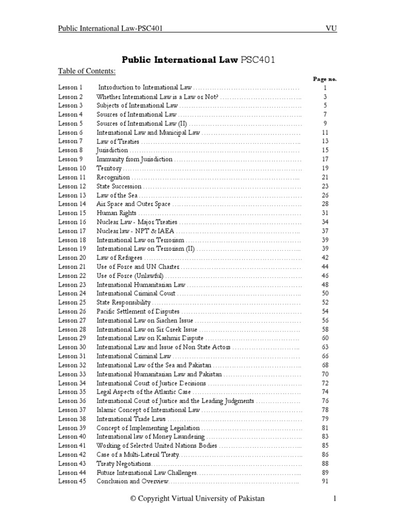 PSC401 Public International Law PDF Handouts | PDF | Public ...
